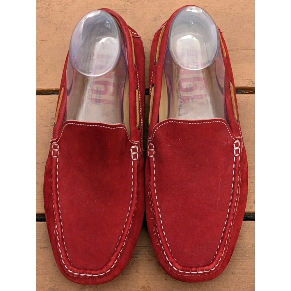 1901 Red Leather Comfort Casual Loafers Men's 10M Driving Shoe Footwear - Picture 11 of 11